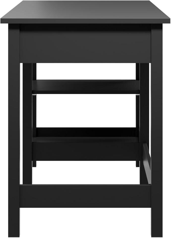 Bush Furniture Broadview 54W Computer Desk with Shelves in Classic Black| Personal Workstation Table and Storage for Home Office Workspace