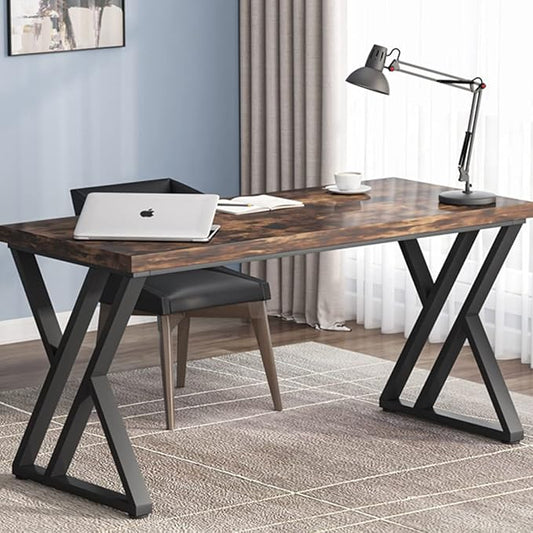 55 Inch Large Simple Industrial Computer Desk Study Writing Table Home Office Workstation,Rustic Brown