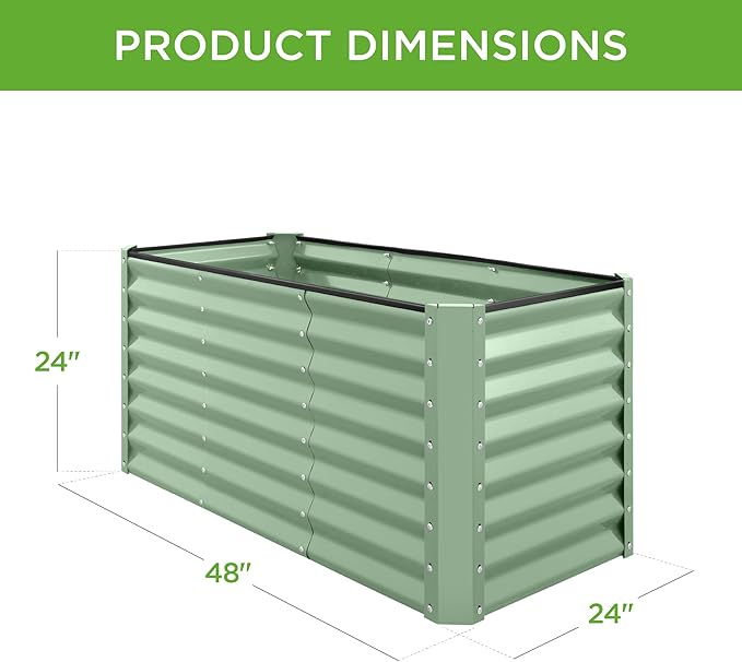 Best Choice Products 4x2x2ft Outdoor Metal Raised Garden Bed, Deep Root Planter Box for Vegetables, Flowers, Herbs, and Succulents w/ 119 Gallon Capacity - Sage Green