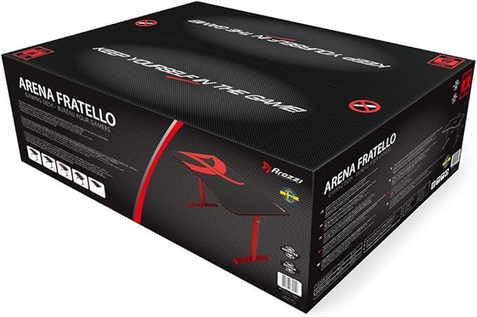 Arozzi Arena Fratello Curved Gaming and Office Desk with Full Surface Water Resistant Desk Mat Custom Monitor Mount Cable Management Cut Outs Under The Desk Cable Management Netting - Pink