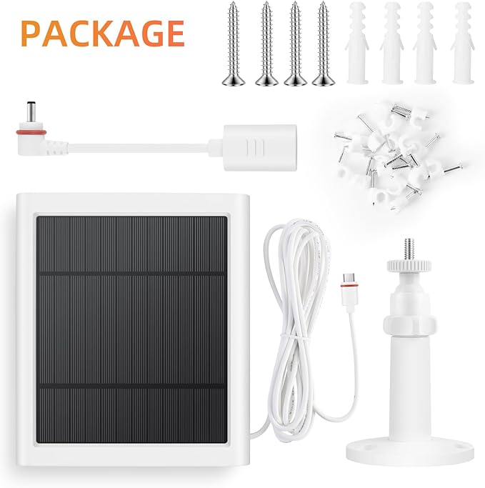 Solar Panel for Ring Camera, 3 Pack 4W Solar Charger Compatible with Rings Spotlight &All-New Stick Up Outdoor Cam Battery, 10ft Long Cable with USB-C to Ring Barrel Plug Adapter