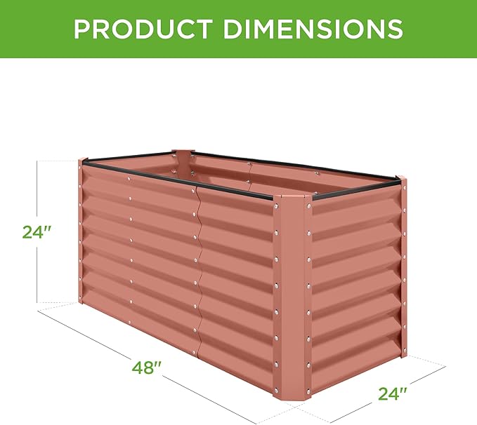 Best Choice Products 4x2x2ft Outdoor Metal Raised Garden Bed, Deep Root Planter Box for Vegetables, Flowers, Herbs, and Succulents w/ 119 Gallon Capacity - Terracotta