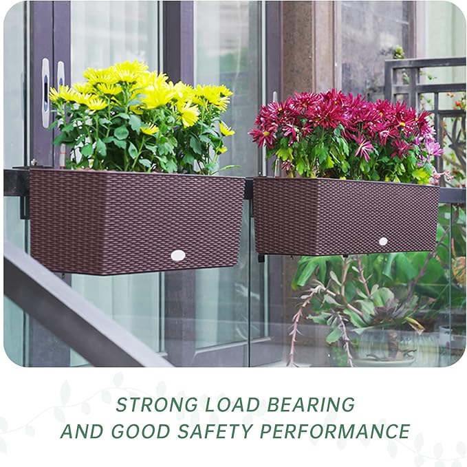 Planter Box Bracket,Flower Box Holder Brackets,Adjustable Window Box Brackets for Patio Garden Fence Pergola Balcony