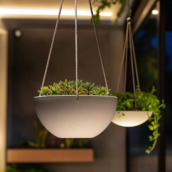 LA Jolie Muse Hanging Planter - 9.84 Inch Hanging Planters for Indoor Plants, Hanging Pots for Plants Indoor Outdoor, Set of 2, White