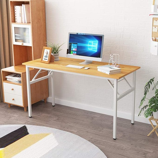 Computer Desk,62 Inch Modern Simple Style Folding Tables,Home Office Writing Desk, Space Saving Foldable Table, No Install Needed