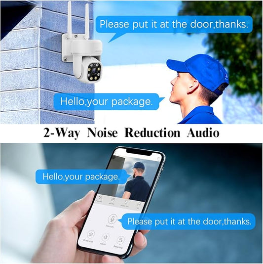 (2026 Update 120 Day Storage) 5MP PT Wireless Security Camera System with AI Human Tracking, Dual-Band 2.4G&5G WiFi, 130° Wide Angle, 2-Way Audio, No Monthly Fee, Outdoor Home Security Kit