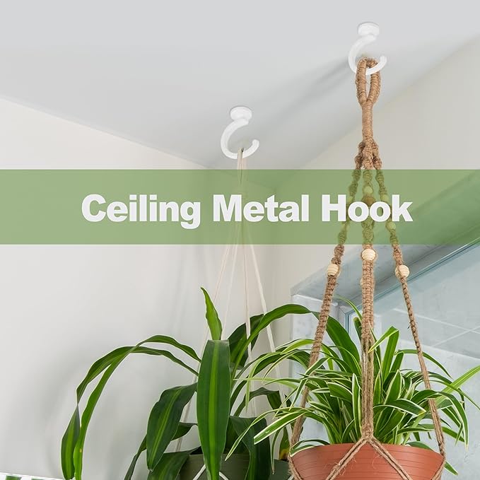 2PCS Ceiling Hooks for Hanging Plants,Heavy Duty Plant Swag Hooks,Hanging Planter Wall Hook, Indoor and Outdoor Plant Hangers