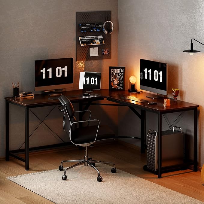 soges L Shaped Office Desk, L Desk Computer Corner Desk, 59 x 59 inches Large L Shaped Desk for Home Office, Sturdy Writing Desk Writing Workstation Gaming Table