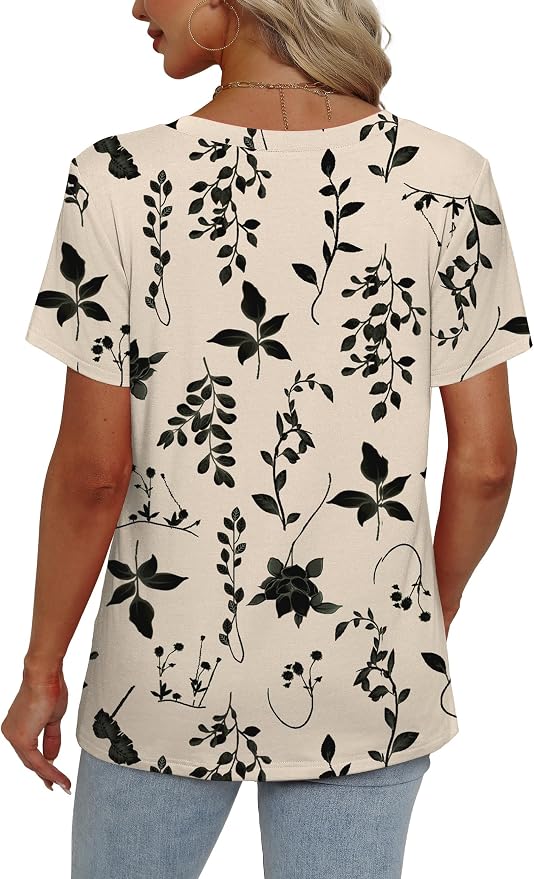 Alaroo Womens Summer Tops 2026 V Neck Short Sleeve Shirts Trendy Dressy Casual Vacation Outfits Printed