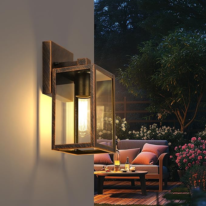 WIHTU Outdoor Lights for House, LED Exterior Front Porch Light Fixtures for Outside, Waterproof Wall Light Outdoor, Sconce Lights for Patio, Garage, Doorway, Entryway (Black Brush Gold)