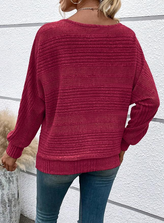 Womens Long Sleeve Shirts Crewneck Tunic Tops Pullover Sweaters Business Casual Blouses Fall Fashion 2026