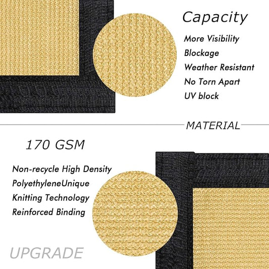 UPGRADE Privacy Fence Screen 5'x80' Sand Outdoor 90% Visibility Blockage 170 GSM Mesh Shade Cover Panels for Backyard,Balcony,Home Decoration with Zip Ties,Customized Avaliable