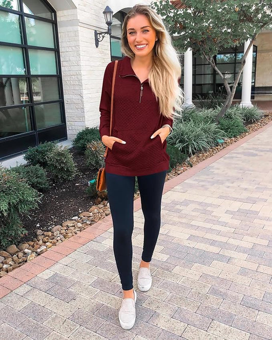 BTFBM Women Fashion Quilted Pattern Lightweight Zipper Long Sleeve Plain Casual Ladies Sweatshirts Pullovers Shirts Tops