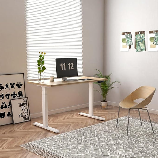 AIMEZO 71" W Standing Desk Frame, Dual Motor Electric Height Adjustable Sit Stand Desk Frame with 4 Memory Preset Button, USB Charging Port for Home Office (3 Tier Legs, White)