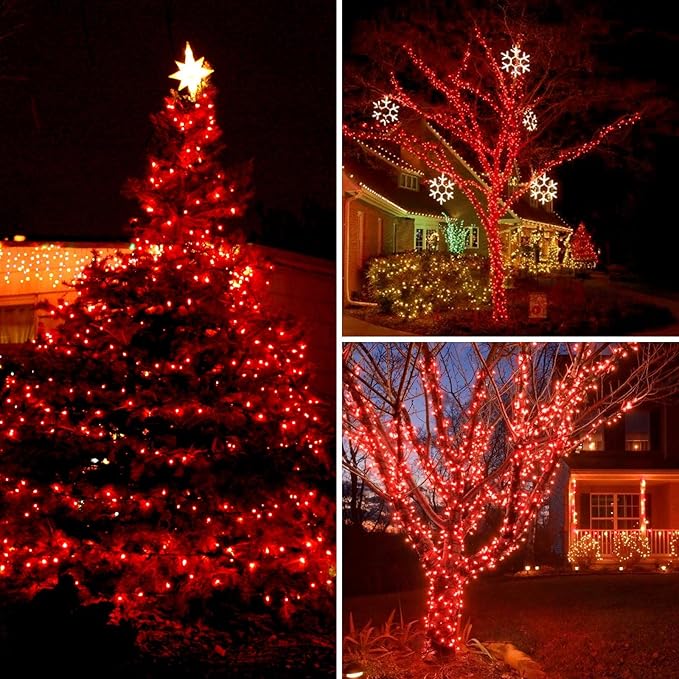 Connectable 200 LED String Lights Indoor Outdoor, 66FT Red Christmas Lights Waterproof, 13 Modes with Timer, Twinkle Fairy Lights Plug in Clear Wire for Christmas Tree, Bedroom, Halloween Decor
