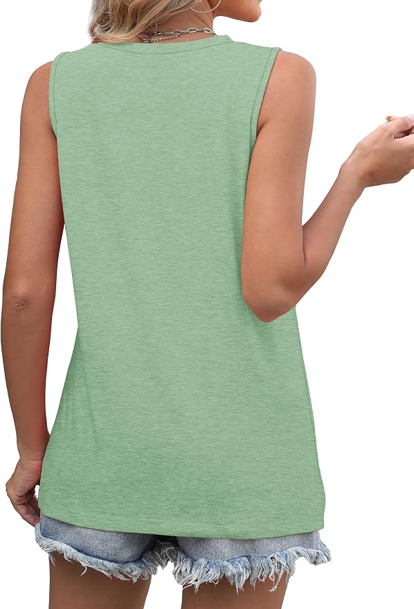 WIHOLL Women's Sleeveless Summer Crewneck Loose Fit Tank Tops