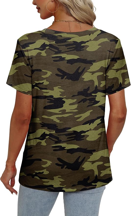 Alaroo Womens Summer Tops 2026 V Neck Short Sleeve Shirts Trendy Dressy Casual Vacation Outfits Printed