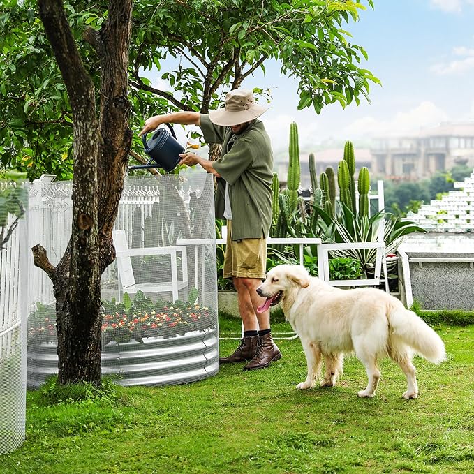 Land Guard Galvanized Raised Garden Bed Kit, Galvanized Planter Raised Garden Boxes Outdoor, Round Large Metal Raised Garden Beds for Vegetables ……