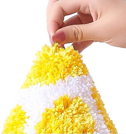 Playtime Cozy Lemon Cute Fruits Half Round Shaped Bedroom Bathroom Doorway Kitchen Floor Rug Carpet Water Absorption Non-Slip mat for Kid's Room (Yellow, 45 * 65CM)
