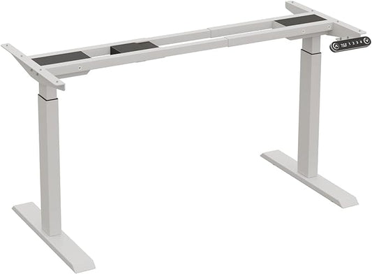 Dual Motor Standing Desk Frame, Electric Adjustable Stand Up Desk Base Workstation for Home and Office, Adjustable Desk Legs for 48'' to 70'' Desk Tops (White Frame only)
