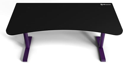 Arozzi Arena Ultrawide Curved Gaming and Office Desk with Full Surface Water Resistant Desk Mat with 3 Custom Monitor Mount Cut Outs and Under The Desk Cable Management Netting - Deep Purple