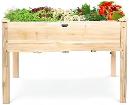Best Choice Products 48 x 24 x 30 Inches Raised Garden Bed, Elevated Wood Planter Box Stand for Backyard, Patio, Balcony with Bed Liner, 200 Pound Capacity - Natural