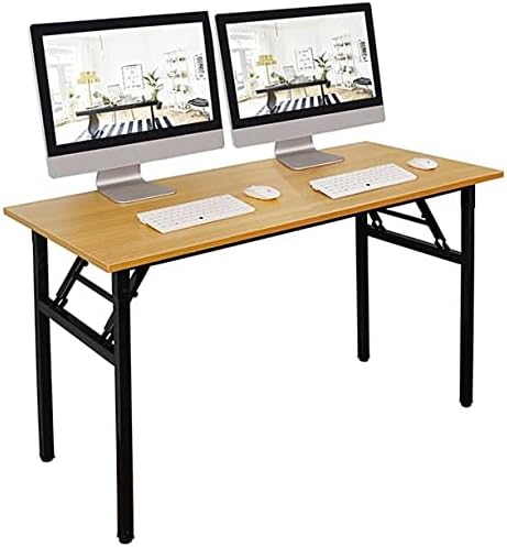 SogesGame Computer Desk, 47 Inch Modern Simple Style Folding Tables, Home Office Writing Desk, Folding Table, No Install Needed, Teak Black