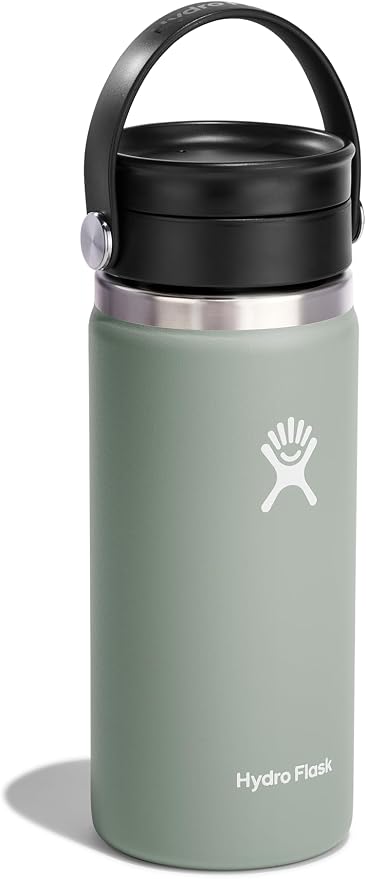 Hydro Flask Water Bottle - Insulated Stainless Steel - Wide Mouth Flex Sip Lid, Non Spill, Leakproof and Refillable in 16 Oz Agave