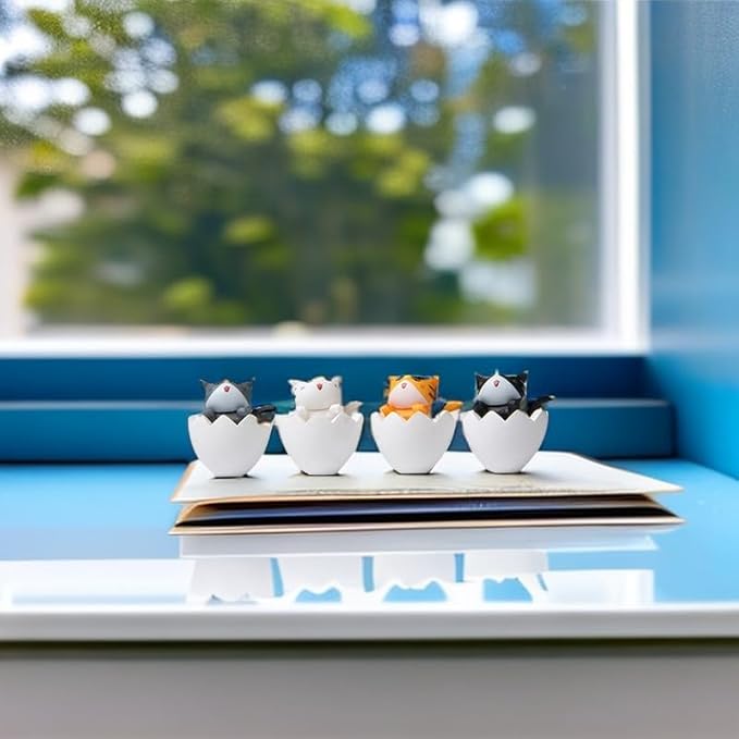 Cute and Compact Office Desk Decorations Cat in Eggshell Desk Ornament Shelf Decor Home Decor Bookshelf Decorative Objects Tabletop Decor