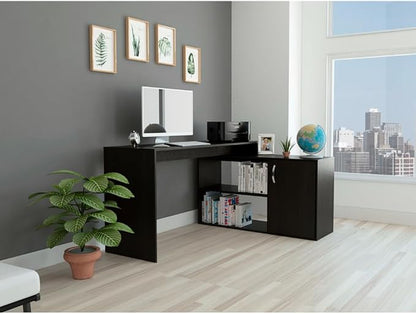 NicBex Kimberly-DW-00001-LWJ Home Office Desks, 59.6"x45.9"x30.1", Black