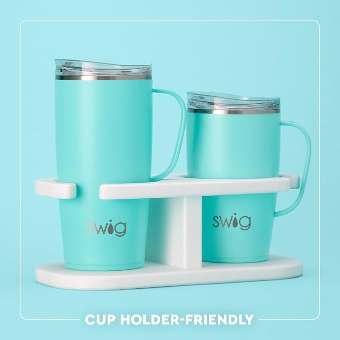 Swig Life 22oz Insulated Travel Mug with Handle & Lid, Candy Crush | Triple Insulated Stainless Steel - Handle & Lid Included - Keeps Coffee Hot or Cold - Cup Holder Friendly