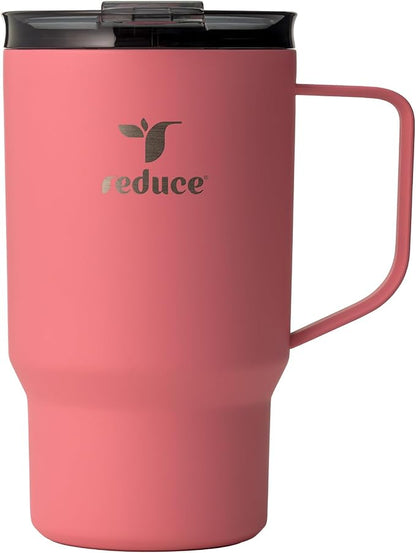 REDUCE Hot1 18 oz Hot1 Stainless Steel Insulated Mug with Temperature Adjusting Lid - Dual-Wall Vacuum, Cupholder Friendly - Keeps Drinks Hot for 6 Hours - Ideal for Coffee, Tea & Other - Baked Clay