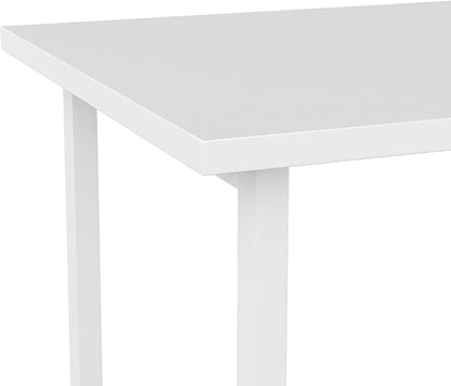 Martha Stewart Beckett Modern Trestle Desk with Open Side Shelving in White Wood Grain Finish