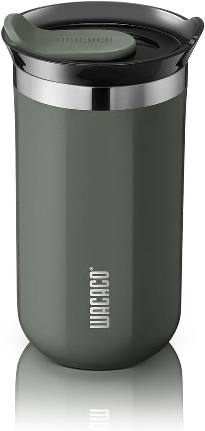 WACACO Octaroma Lungo Vacuum Insulated Coffee Mug, Double-wall Stainless Steel Travel Tumbler With Drinking Lid, 10 fl oz(300ml)， Dim Grey