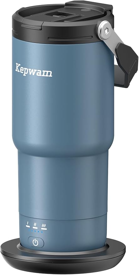 Kepwam Heated Coffee Mug Rechargeable T3, 20oz Self-Heating Travel Mug for Coffee with 1℉ Precise Temperature Control & App, Portable Cup Warmer for Outdoor & Car (Fits Cup Holders)