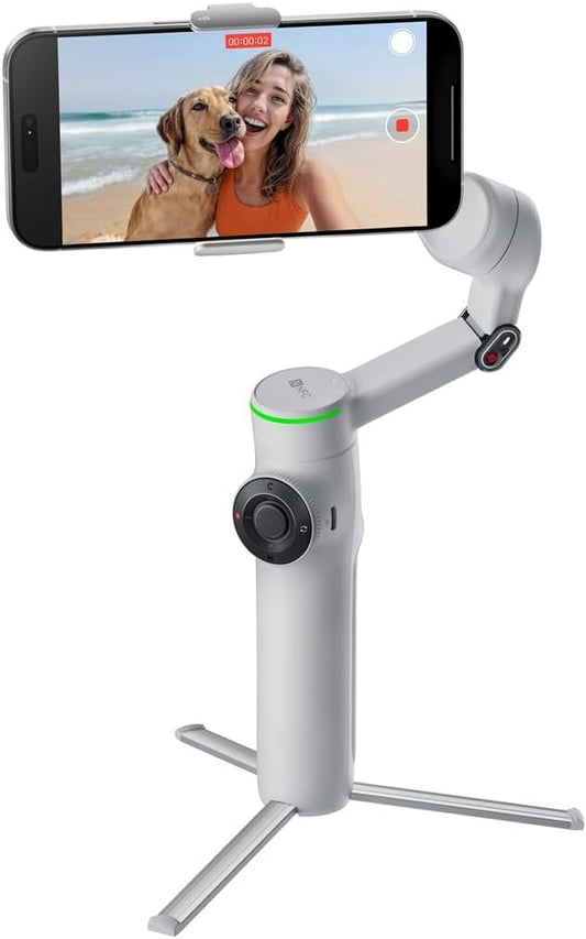 Insta360 Flow 2 PRO Gimbal Stabilizer for Smartphone, AI-Powered Tracking, 3-Axis Stabilization, Built-in Tripod, Portable & Foldable, Deep Track 4.0 Auto Tracking Phone Stabilizer Creator - White