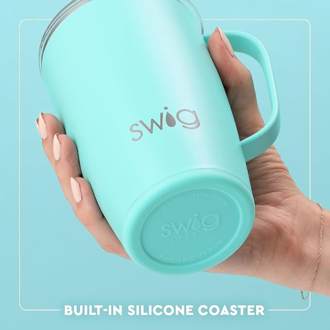 Swig Life 18oz Insulated Travel Mug with Handle & Lid, Caliente | Triple Insulated Stainless Steel - Handle & Lid Included - Keeps Coffee Hot or Cold - Cup Holder Friendly