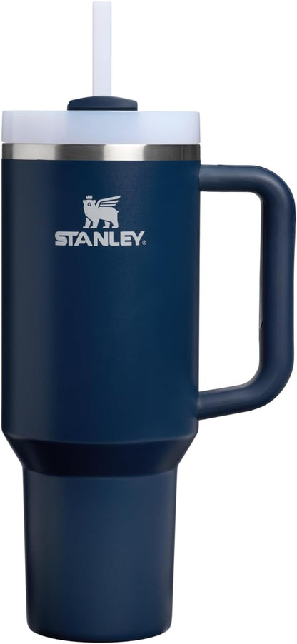 STANLEY Quencher H2.0 Flow State Tumbler, 40 oz, Dark Navy | Handle and Straw | 3-Position Lid | Cup Holder Compatible for Travel | Insulated Stainless Steel Cup | BPA-Free