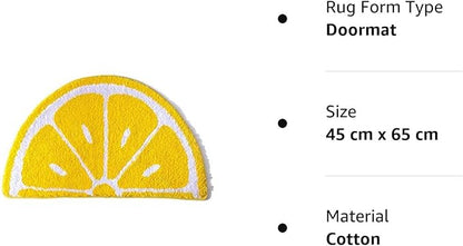 Playtime Cozy Lemon Cute Fruits Half Round Shaped Bedroom Bathroom Doorway Kitchen Floor Rug Carpet Water Absorption Non-Slip mat for Kid's Room (Yellow, 45 * 65CM)