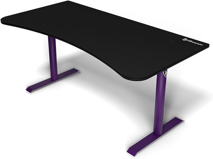 Arozzi Arena Ultrawide Curved Gaming and Office Desk with Full Surface Water Resistant Desk Mat with 3 Custom Monitor Mount Cut Outs and Under The Desk Cable Management Netting - Deep Purple