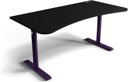 Arozzi Arena Ultrawide Curved Gaming and Office Desk with Full Surface Water Resistant Desk Mat with 3 Custom Monitor Mount Cut Outs and Under The Desk Cable Management Netting - Deep Purple