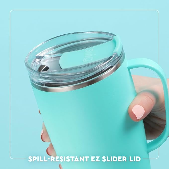 Swig Life 18oz Insulated Travel Mug with Handle & Lid, Bluebonnet | Triple Insulated Stainless Steel - Handle & Lid Included - Keeps Coffee Hot or Cold - Cup Holder Friendly