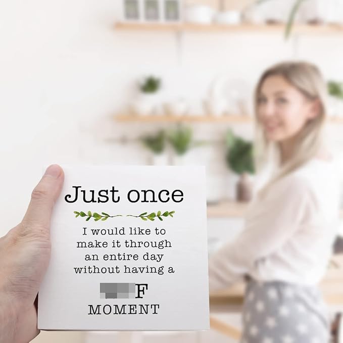 Just Once I Would Like A Day without A Moment Wooden Sign Desk Decor,Funny Joke Wood Block Sign Desk Decorations for Home Office Desk Shelf Table Decor