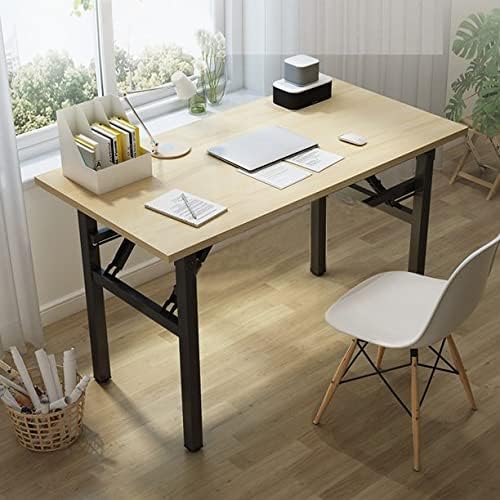 SogesGame Computer Desk, 47 Inch Modern Simple Style Folding Tables, Home Office Writing Desk, Folding Table, No Install Needed, Teak Black