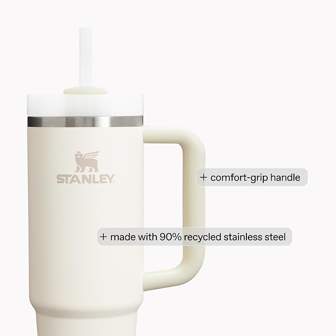 STANLEY Quencher H2.0 Flow State Tumbler, 40 oz, Rose Quartz Bouquets | Handle and Straw | 3-Position Lid | Cup Holder Compatible for Travel | Insulated Stainless Steel Cup | BPA-Free