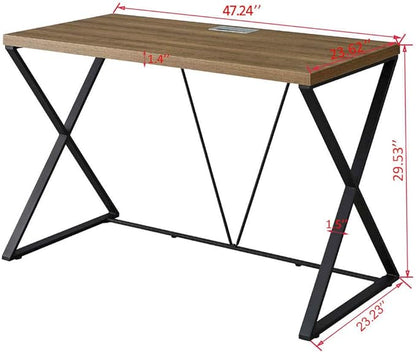 Computer Desk 47 in, Home Office Writing Desk, Modern Simple Style Wood Table, Brown