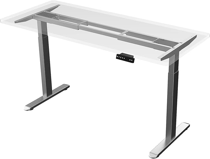 AIMEZO Standing Desk Frame, Dual Motor Electric Height Adjustable Sit Stand Desk Frame with 4 Memory Preset Button, USB Charging Port for Home Office (2 Tier Legs, Gray)