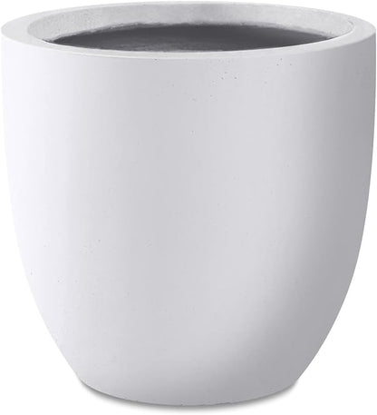 Kante 16.5" Dia Round Concrete Planter, Large Outdoor Modern Indoor Decorative Plant Pots with Drainage Hole and Rubber Plug for Home and Garden, Pure White