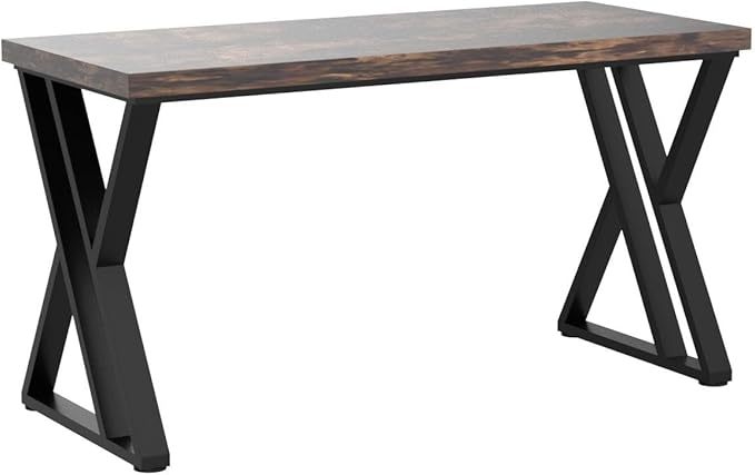 55 Inch Large Simple Industrial Computer Desk Study Writing Table Home Office Workstation,Rustic Brown