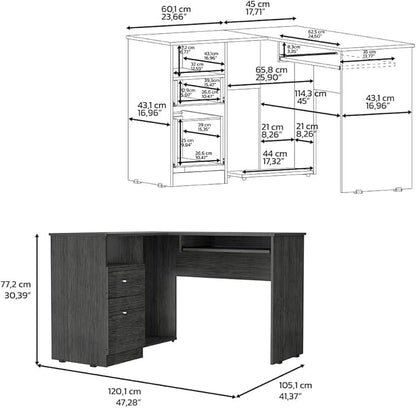 NicBex Kimberly-DW-00198-LWJ Home Office Desks, 47.2"x41.3"x30.4", Smokey Oak